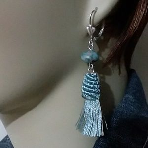 JASPER BLUE SKIES. gemstone bead tassels STERLING
